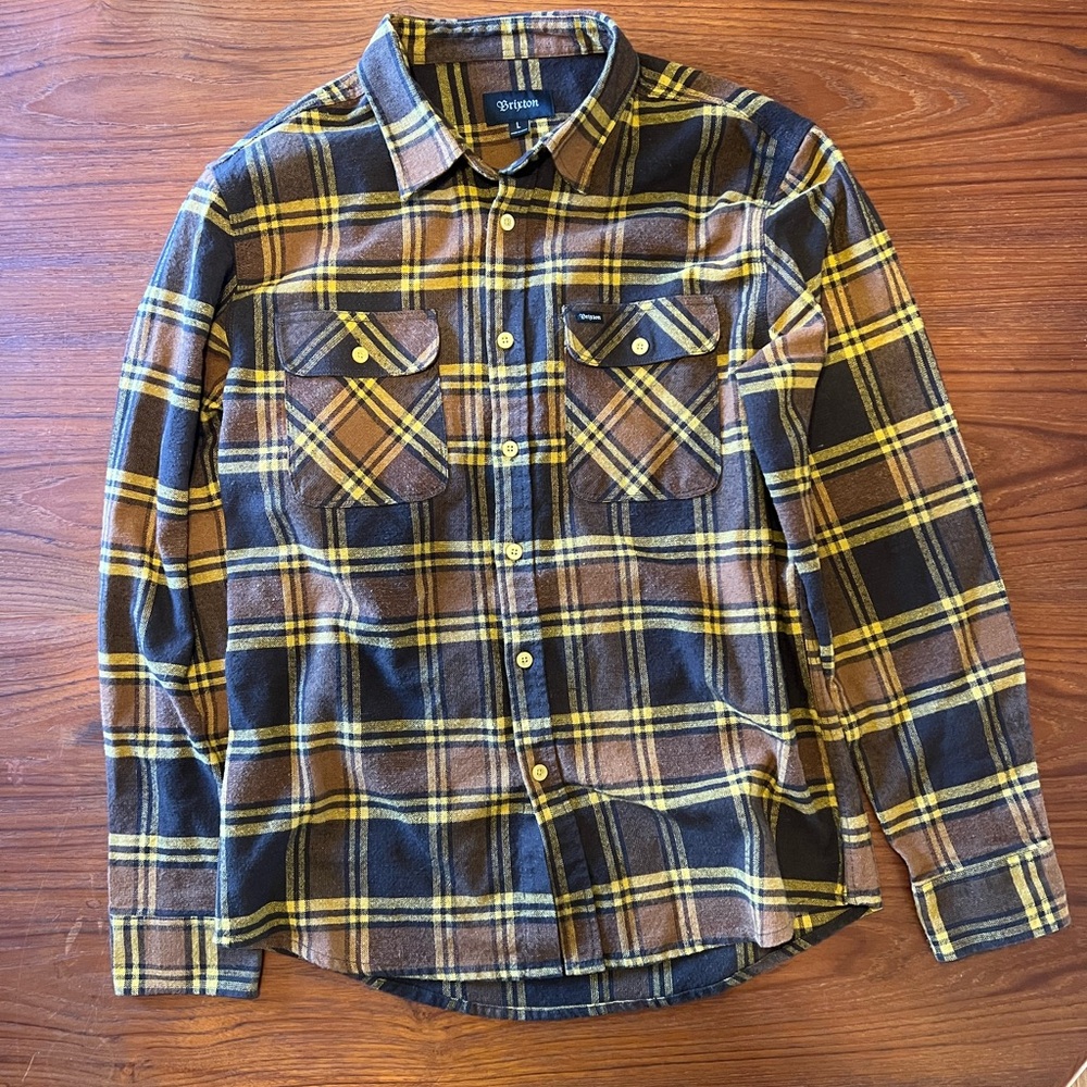 Brixton Bowery Yellow Plaid Men's Flannel